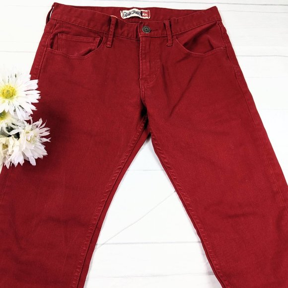 QuikJean Quiksilver Red Slim Fit Straight Leg Jean - Picture 3 of 12